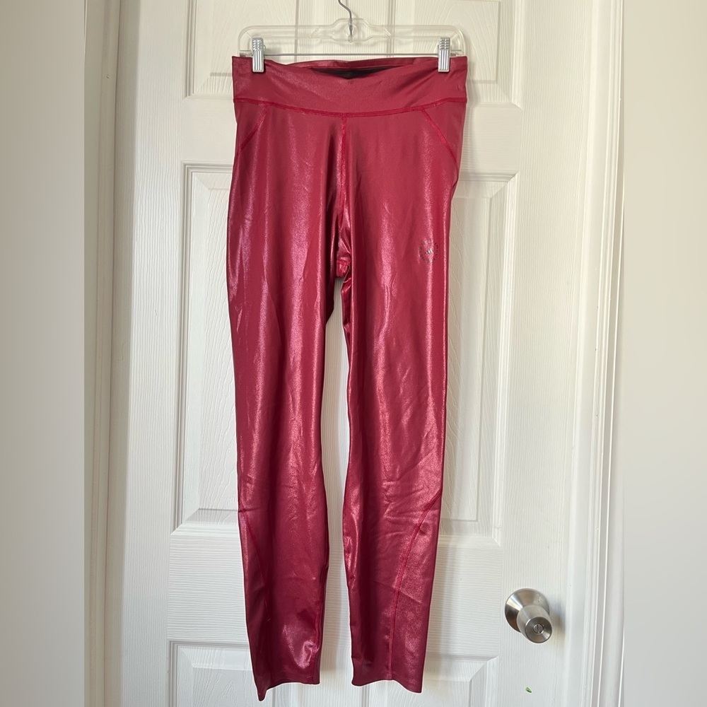 Adidas Stella McCartney Red Metallic Aeroready Training Leggings Large